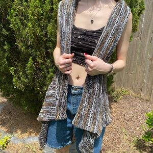 Vintage CANNISSE Wool Blend Chunky Knit Asymmetrical Open Sweater Vest